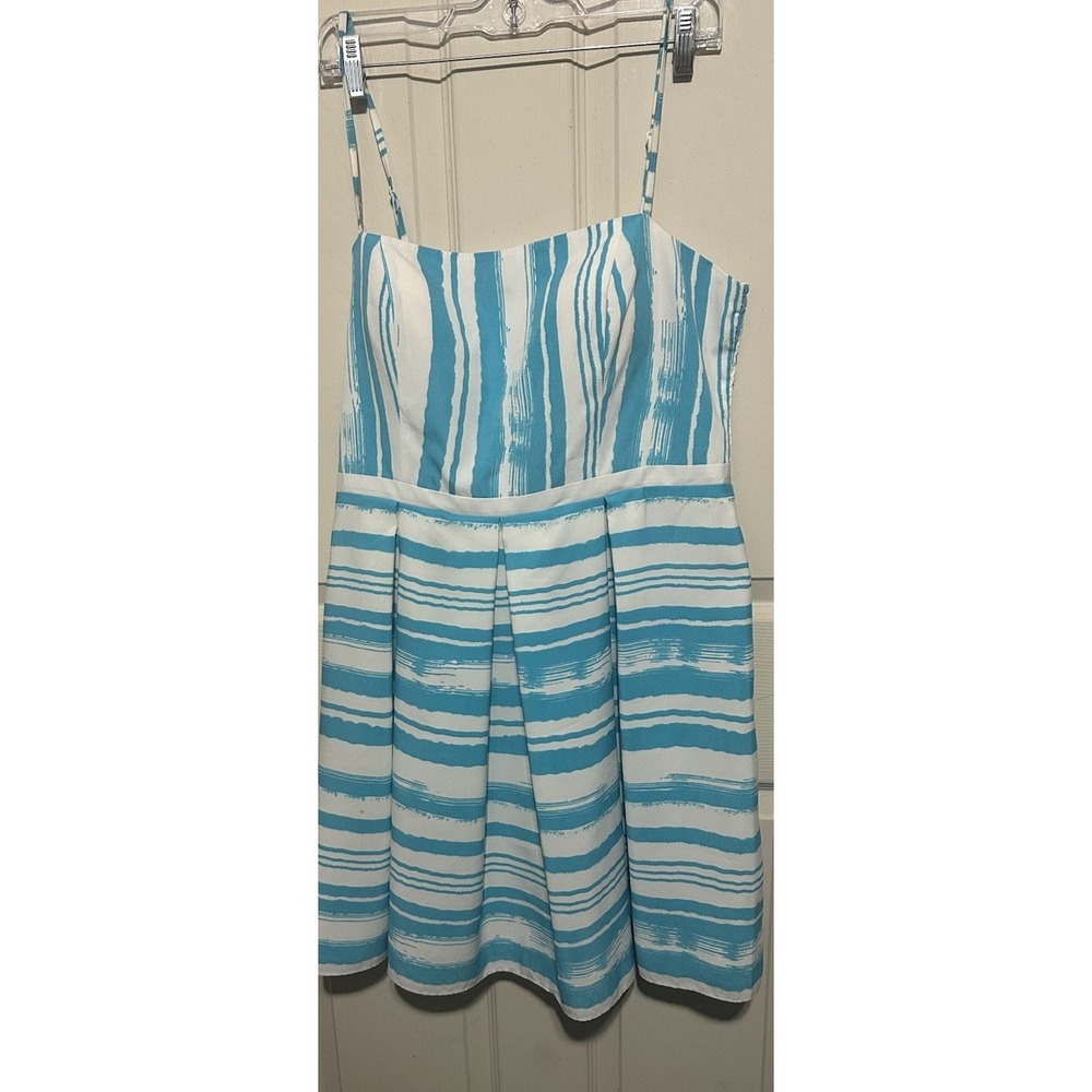Ladies Isabel & Nina Aqua Blue & White Spaghetti Strap Sundress Size 12